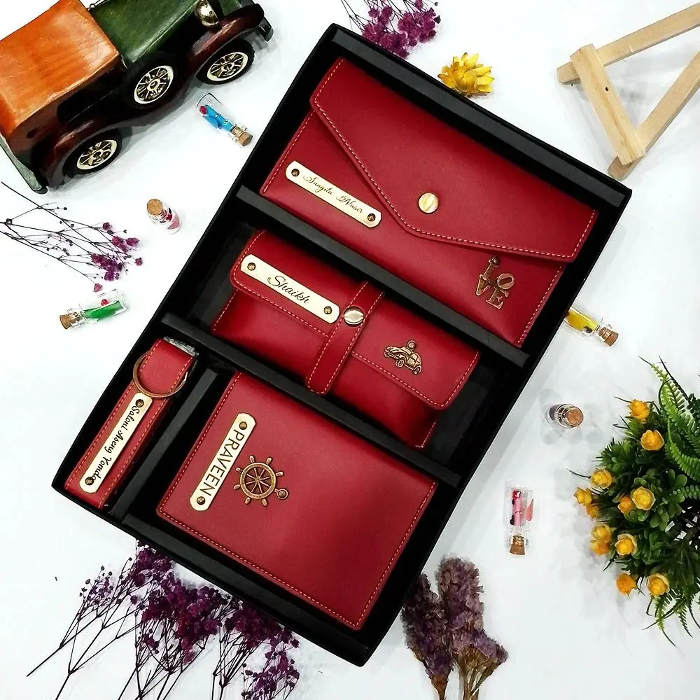 Personalised Leather Name Women's Clutch, Keychain, Passport Cover & Eyewear Case