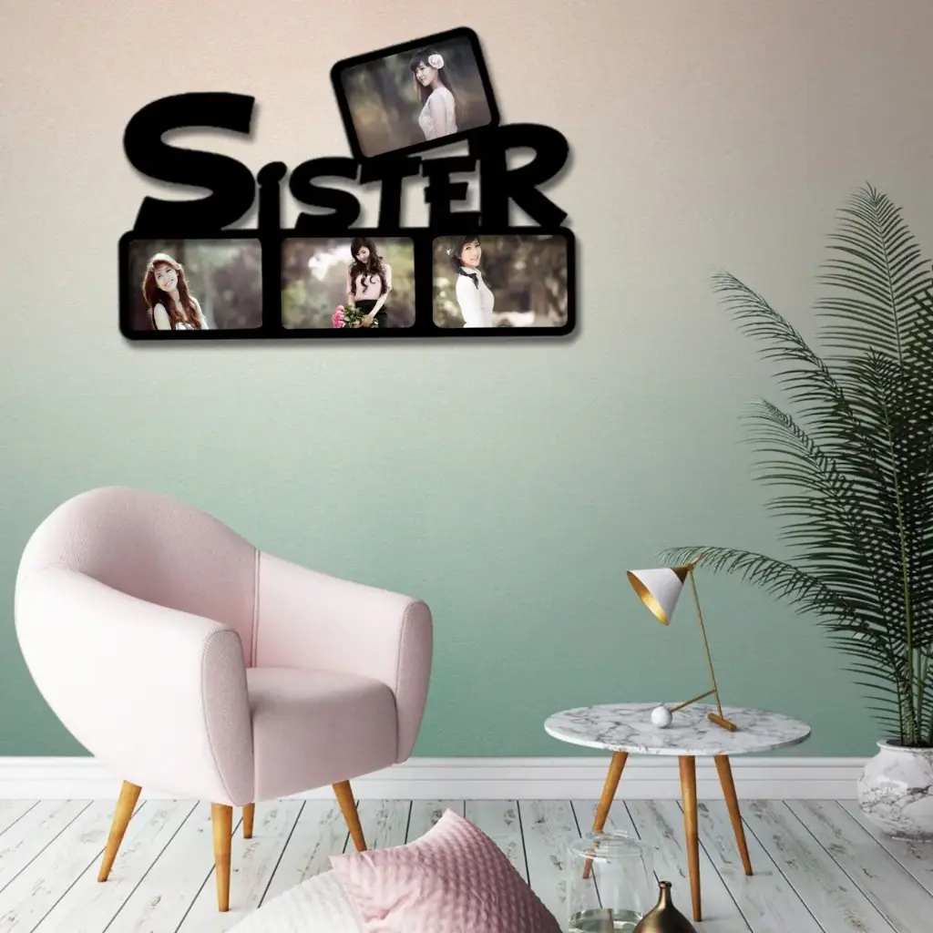 Cherished Sister Memories Black Wooden Collage Frame.