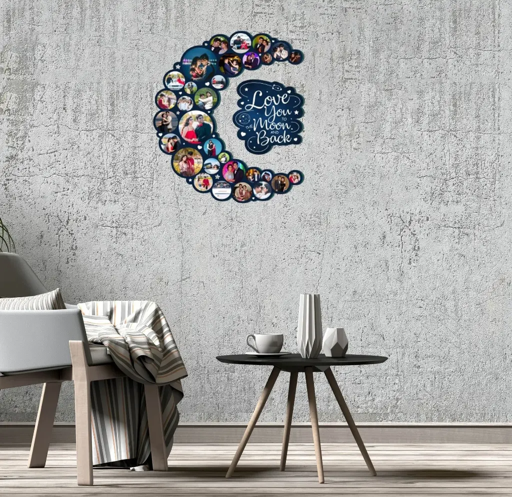 Celestial Moon-Shaped Photo Frame – Personalize Your Night Sky