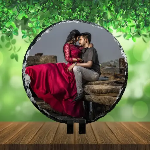 Customized Photo Printed Rock Frame – Circle