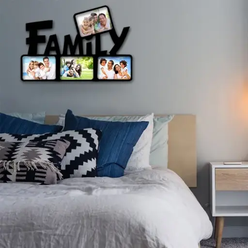 Timeless Black Wooden Collage Frame for Family Photos.