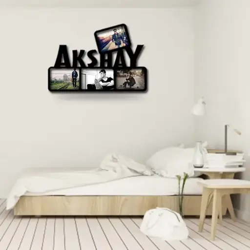 Personalized Black Wooden Collage – Crafted for Your Name